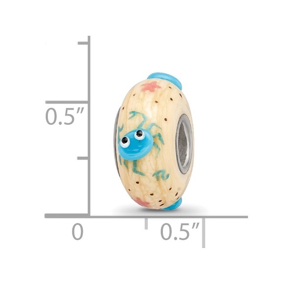 925 Sterling Silver Reflections Hand Painted Crab Cream Glass Bead - Picture 6 of 6